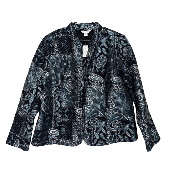 Christopher & Banks Jackets & Blazers - New Christopher & Banks Paisley Jacquard Jacket Blue Metallic black XL Luxury
